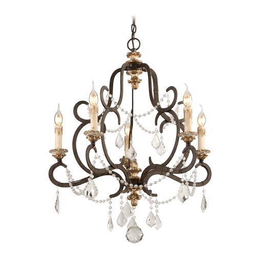 Bordeaux 27.50-Inch Crystal Chandelier in Parisian Bronze by Troy Lighting