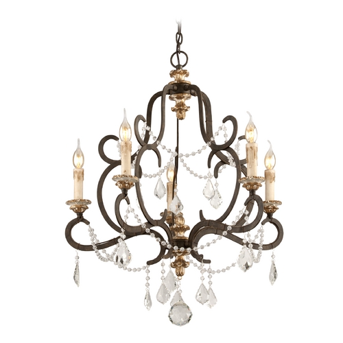 Troy Lighting Bordeaux 27.50-Inch Crystal Chandelier in Parisian Bronze by Troy Lighting F3515-PZ/DG