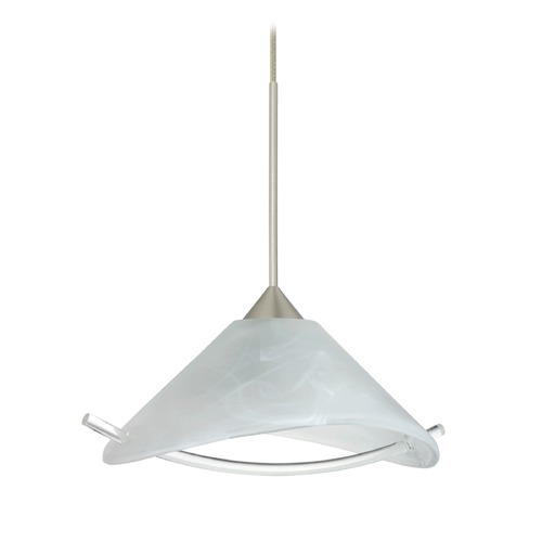 Besa Lighting Hoppi Satin Nickel Mini-Pendant Light with Conical Shade