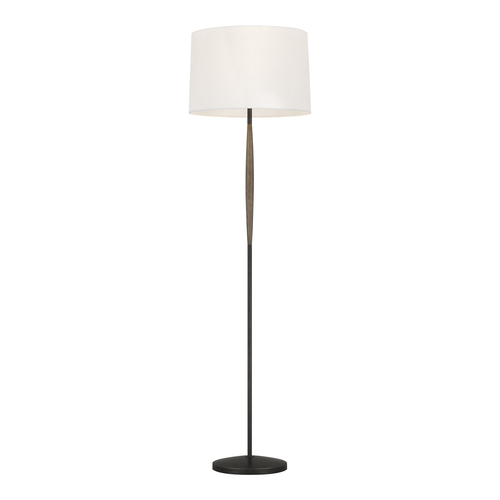 Visual Comfort Studio Collection ED Ellen-DeGeneres Ferrelli Weathered Oak Wood & Aged Pewter LED Floor Lamp by Visual Comfort Studio ET1101WDO1