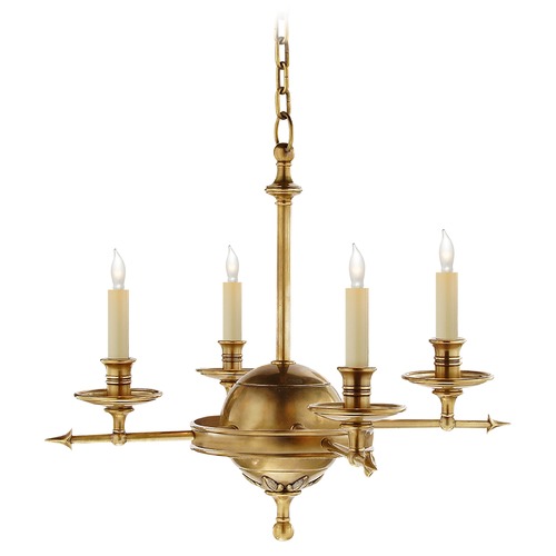 Visual Comfort Signature Collection E.F. Chapman Leaf and Arrow Chandelier in Brass by Visual Comfort Signature CHC1448AB
