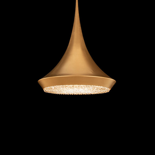 Verita Soft Gold LED Pendant with Conical Shade by Schonbek Lighting