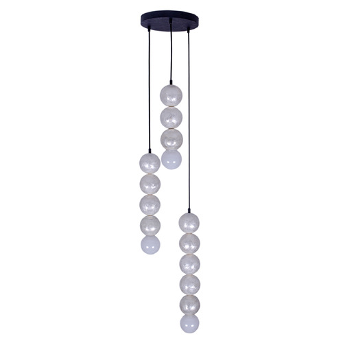Kalco Lighting Kalco Lighting Pearls Matte Black Multi-Light Pendant with Globe Shade 522053MB