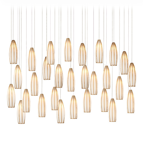 Currey and Company Lighting Currey and Company Parish Antique Brass & Silver Multi-Light Pendant with Oblong Shade 9000-1190