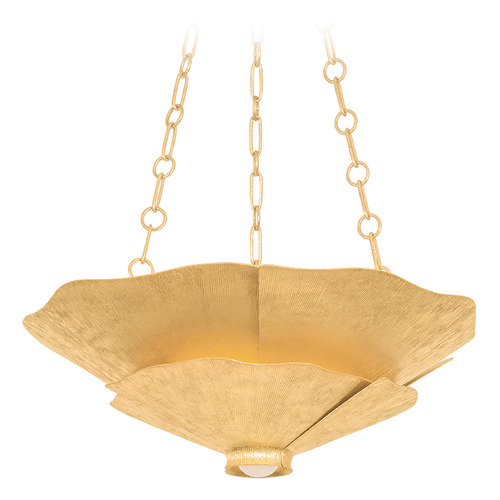 Hudson Valley Lighting Spring Valley Vintage Gold Leaf LED Pendant Light with Coolie Shade