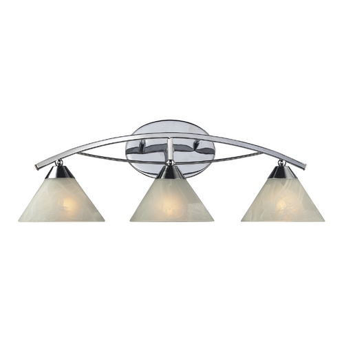 Elk Lighting Modern Bathroom Light with White Glass in Polished Chrome Finish 17023/3