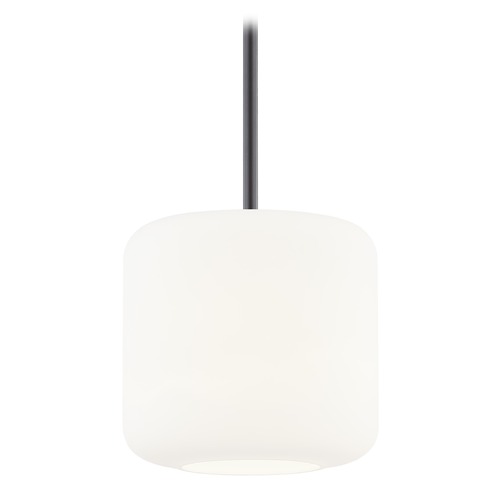 Fest Neuvelle Bronze Mini-Pendant Light with Medium Satin White Drum Glass