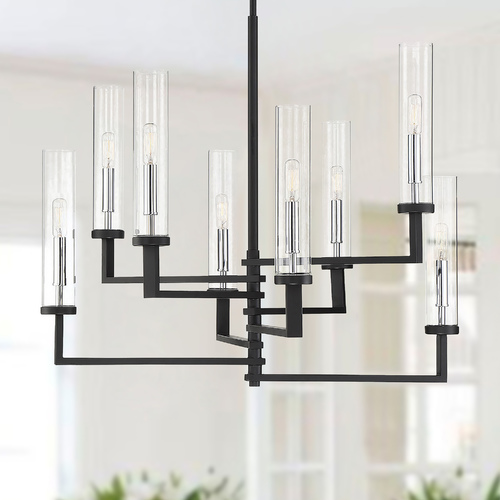 Folsom 8-Light Matte Black & Chrome Chandelier by Savoy House