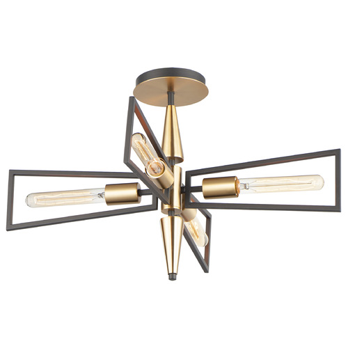 Maxim Lighting Wings Black & Satin Brass Semi-Flushmount Light