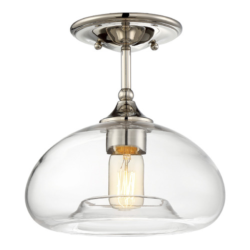 10.75-Inch Wide Semi-Flush Mount in Polished Nickel by Meridian