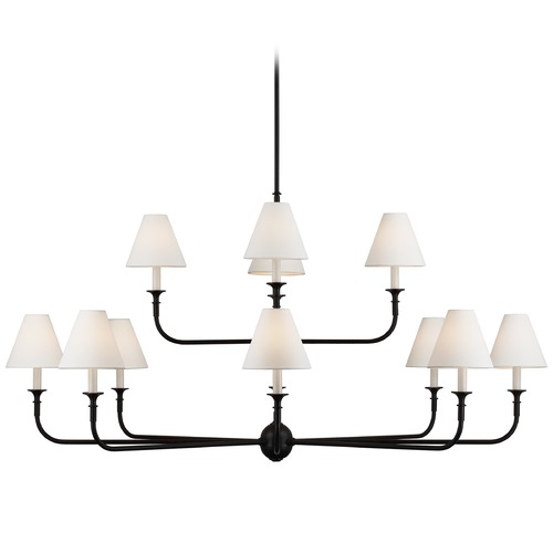 Thomas OBrien Piaf Chandelier in Aged Iron & Oak by Visual Comfort Signature