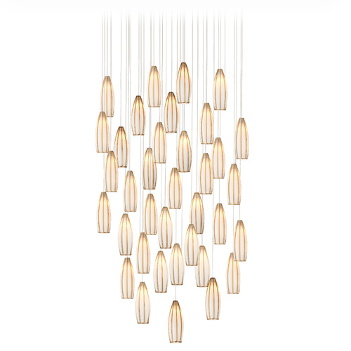 Currey and Company Lighting Currey and Company Parish Antique Brass & Silver Multi-Light Pendant with Oblong Shade 9000-1191