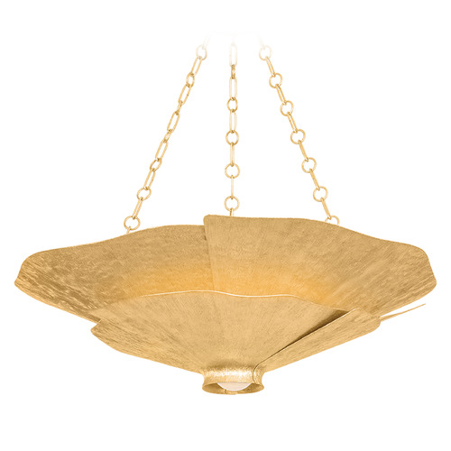 Hudson Valley Lighting Spring Valley Vintage Gold Leaf LED Pendant Light with Coolie Shade