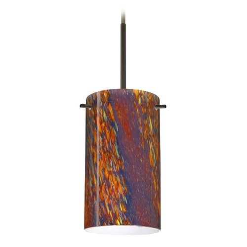 Besa Lighting Besa Lighting Stilo Bronze Mini-Pendant Light with Cylindrical Shade 1BT-4404CE-BR