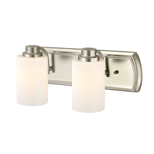 Design Classics Lighting 2-Light Vanity Light in Satin Nickel and Satin White Glass 1202-09 GL1028C