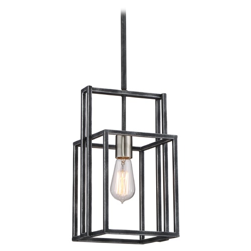 Lake Iron Black & Brushed Nickel Mini Pendant by Nuvo Lighting