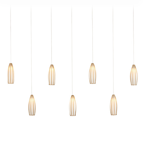 Currey and Company Lighting Currey and Company Parish Antique Brass & Silver Multi-Light Pendant with Oblong Shade 9000-1192