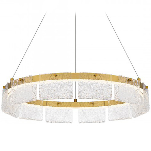 Quoizel Lighting Alice Brushed Gold LED Pendant Light with Curved Panel Shade
