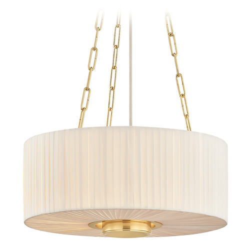 Hudson Valley Lighting Camby Aged Brass LED Pendant Light with Drum Shade