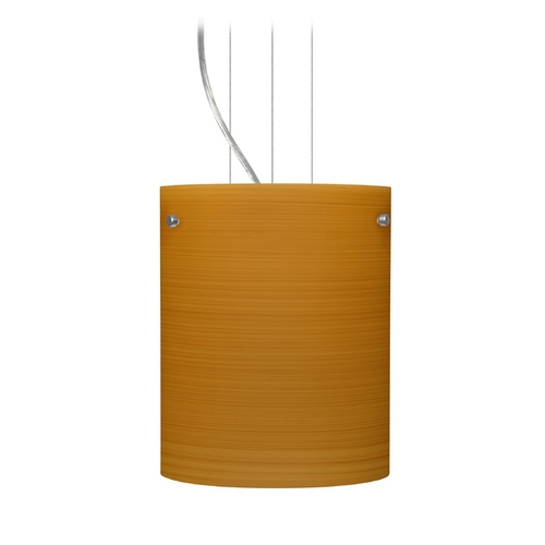 Besa Lighting Modern Pendant Light Brown Glass Satin Nickel by Besa Lighting 1KG-4006OK-SN