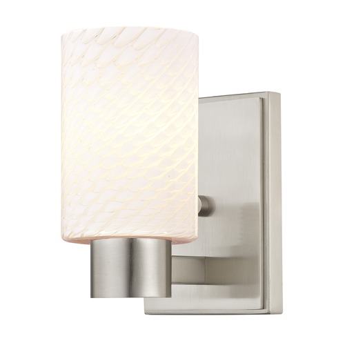 White Art Glass Sconce Satin Nickel