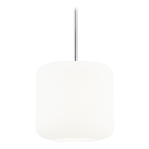 Fest Chrome Mini-Pendant Light with Medium Satin White Drum Glass