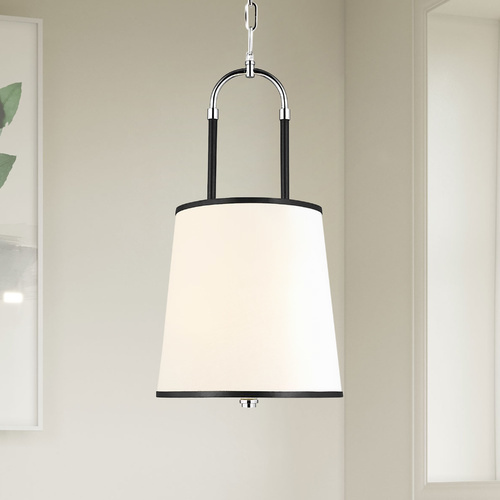 Visual Comfort Studio Collection Lauren Ralph Lauren Katie 12.25-Inch Polished Nickel & Black Leather Pendant LP1031PN