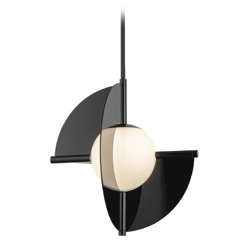 Kuzco Lighting Scorpio Glossy Black LED Pendant Light with Globe Shade