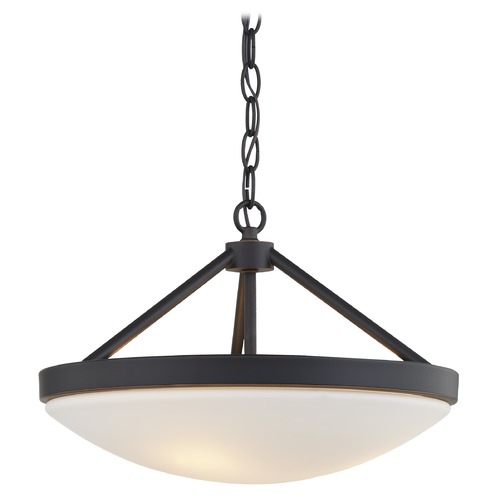 Design Classics Lighting Hye 15-Inch Pendant in Bolivian Bronze with White Glass 1567-78