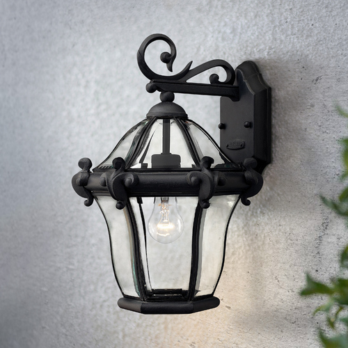 Hinkley Outdoor Wall Light with Clear Glass in Museum Black Finish 2440MB