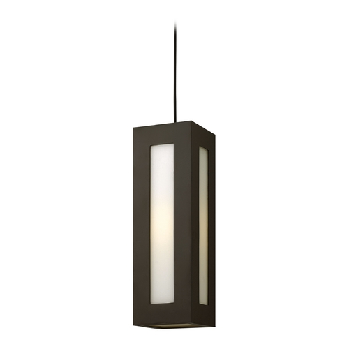 Modern Outdoor Hanging Light with White Glass in Bronze by Hinkley Lighting