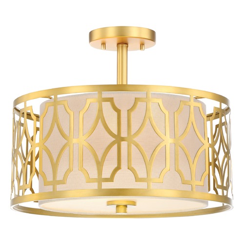 Filigree Natural Brass Semi-Flush Mount by Nuvo Lighting