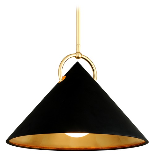 Charm Black & Gold Leaf Pendant by Corbett Lighting