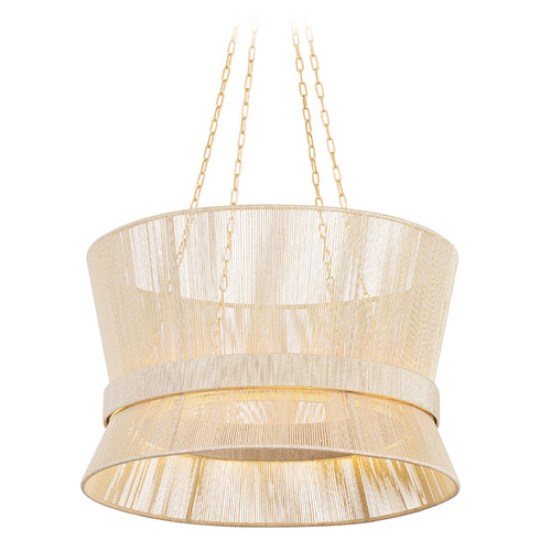 Hudson Valley Lighting Ocean Hill Vintage Gold Leaf LED Pendant Light with Drum Shade