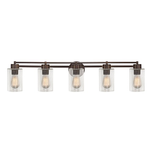 Seeded Glass Bathroom Light Bronze 5 Lt