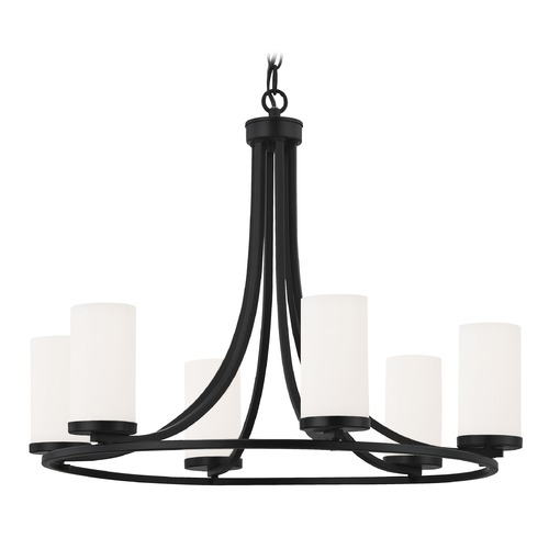 Orchard 6-Light Chandelier in Black with Satin White Glass