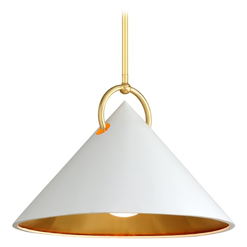 Corbett Lighting Charm White & Gold Leaf Pendant by Corbett Lighting 290-41