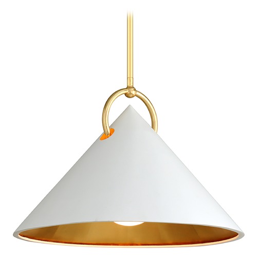 Charm White & Gold Leaf Pendant by Corbett Lighting