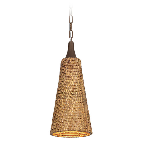 Troy Lighting Kenzo Bronze Leaf LED Mini-Pendant Light with Conical Shade
