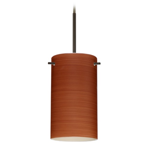 Besa Lighting Besa Lighting Stilo Bronze Mini-Pendant Light with Cylindrical Shade 1BT-4404CH-BR