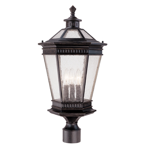 Seeded Glass Outdoor Post Light 24-Inch
