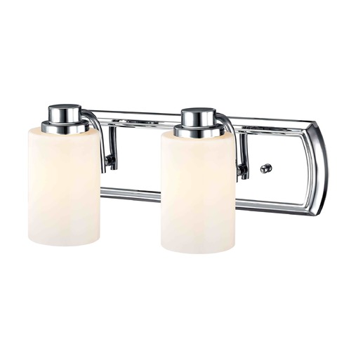 Design Classics Lighting 2-Light Bathroom Light in Chrome and Satin White Glass 1202-26 GL1028C