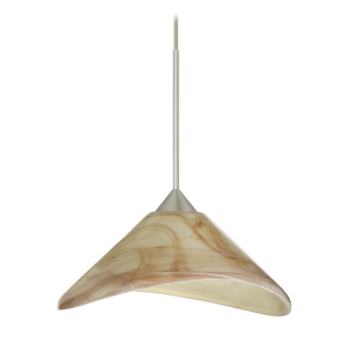 Besa Lighting Besa Lighting Hoppi Satin Nickel Mini-Pendant Light with Conical Shade 1XT-191383-SN