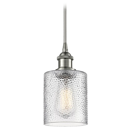 Innovations Lighting Innovations Lighting Cobbleskill Brushed Satin Nickel Mini-Pendant Light with Cylindrical Shade 516-1S-SN-G112