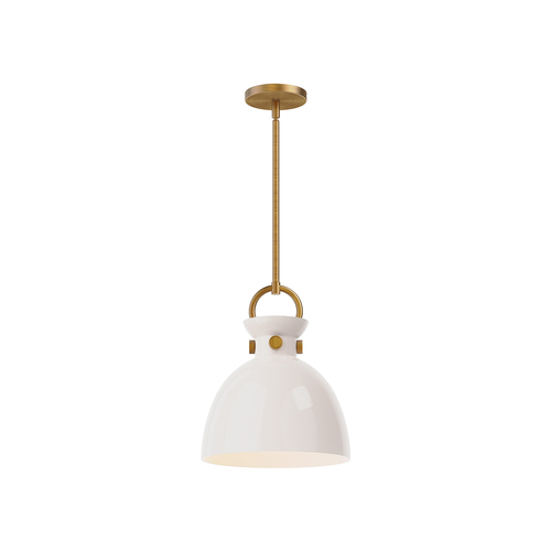 Alora Lighting Waldo Aged Gold Pendant Light with Bowl / Dome Shade