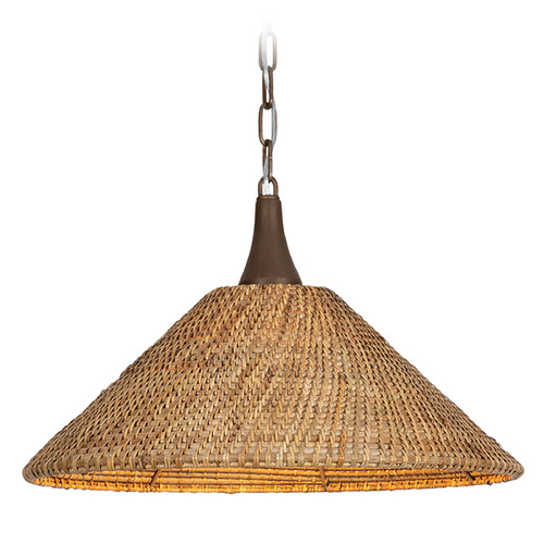 Troy Lighting Kenzo Bronze Leaf LED Pendant Light with Coolie Shade