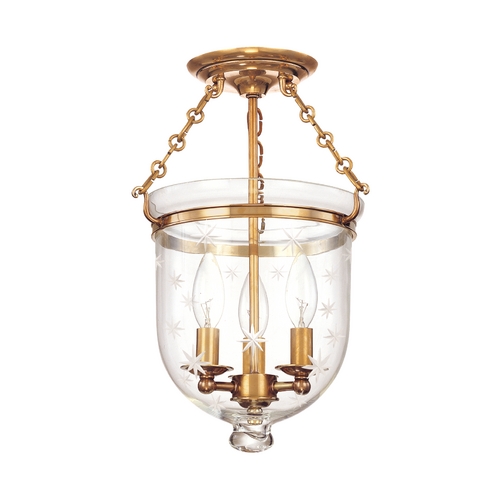 Hampton Semi-Flush Mount in Aged Brass by Hudson Valley Lighting