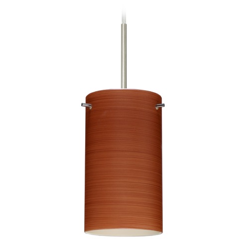 Besa Lighting Besa Lighting Stilo Satin Nickel Mini-Pendant Light with Cylindrical Shade 1BT-4404CH-SN