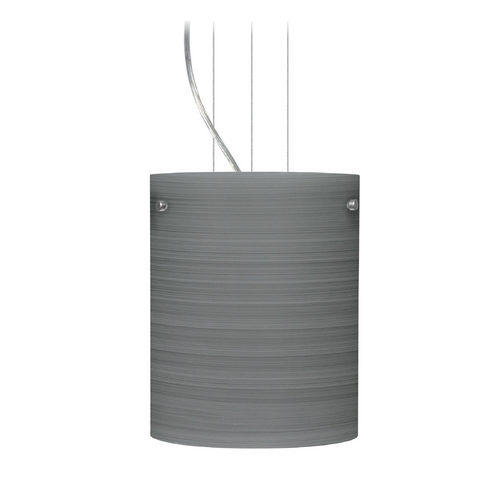 Modern Pendant Light Grey Glass Satin Nickel by Besa Lighting