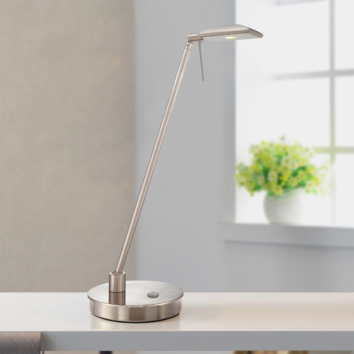 George's Reading Room LED Table Lamp in Brushed Nickel by George Kovacs